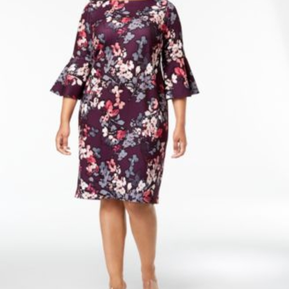 Calvin Klein Women's Plus Size Floral Bell Sleeve